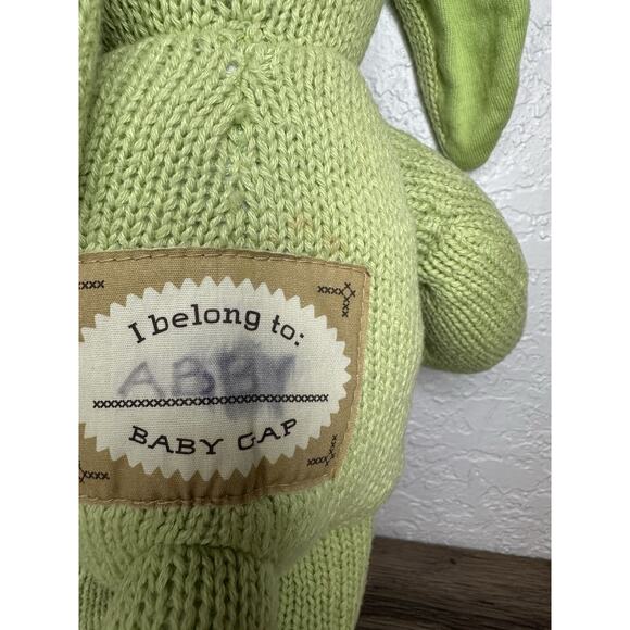 Vintage Baby Gap Mint Green Knit Bunny Plush Stuffed Animal Rabbit - Picture 5 of 7